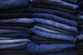 folded blue jeans pant pattern texture can be used as a background Royalty Free Stock Photo