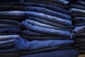 folded blue jeans pant pattern texture can be used as a background Royalty Free Stock Photo