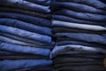 folded blue jeans pant pattern texture can be used as a background Royalty Free Stock Photo