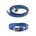 Folded blue leather belt isolated Royalty Free Stock Photo