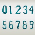 Folded blue paper numbers template