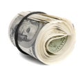 Folded bunch of American dollar Royalty Free Stock Photo