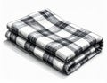 Folded Checkered Fabric Black and White Textured Pattern on White Background Royalty Free Stock Photo