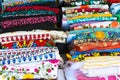 Folded colorful authentic Mexican women's shirts