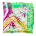 Folded colorful colored batik silk scarf isolated