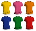 Folded colorful t-shirts on white background. Royalty Free Stock Photo