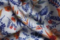 Folded colorful fabric with floral pattern Royalty Free Stock Photo