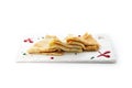 Folded Crepes, Blini or Pancakes on White Plate