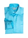 Folded cyan striped men`s shirt