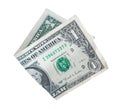 Folded dollar isolated on white background Royalty Free Stock Photo