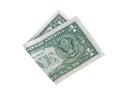 Folded dollar isolated on white background Royalty Free Stock Photo