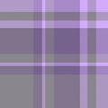 Folded fabric texture background, random check plaid seamless. Panjabi vector tartan pattern textile in violet and gray quill Royalty Free Stock Photo