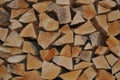 Folded fresh into the woodpile trimmed logs from the tree of Caucasian Fagus orientalis beech oriental for relaxation