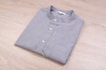 Folded gray casual shirt Mandarin collar with label