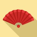 Folded hand fan icon, flat style