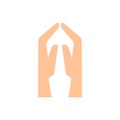 Folded hands on white background. Hope gesture. Peace symbol. Vector illustration. stock image. Royalty Free Stock Photo