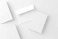 A4 A5 Folded Invitation Card With Envelope 3D Rendering White Blank Mockup Royalty Free Stock Photo