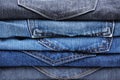 Folded jean stack background Royalty Free Stock Photo