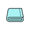 Folded large bath towel flat color line icon.