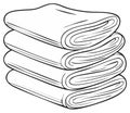 Folded laundry fabric stack line art illustration for textile and home concepts Royalty Free Stock Photo