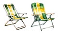 Folded lawn chair, watercolor clipart illustration with isolated background