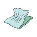 Folded Light Blue and Green Cloth on White Background Royalty Free Stock Photo