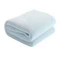 Soft Light Blue Fluffy Towel Folded on White Background Royalty Free Stock Photo