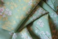 Folded mint green thin rayon fabric Royalty Free Stock Photo