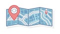 Folded Map with Central Location Pin Navigation Icon, vector design Generative AI Royalty Free Stock Photo
