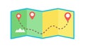Folded Map with Dotted Travel Route Icon, vector design Generative AI Royalty Free Stock Photo