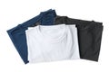 Folded multicolored t-shirts isolated on white background Royalty Free Stock Photo
