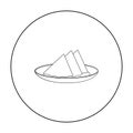 Folded napkins on the plate icon in outline style isolated on white. Event service symbol stock vector