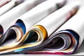 Folded old magazines, selective focus Royalty Free Stock Photo