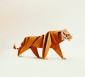 Folded Origami Intimidated Tiger Paper Art