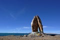 Folded palms stones at Namco Lake Royalty Free Stock Photo