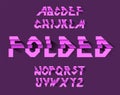 Folded Paper Alphabet Vector of paper. Ribbon folding script font. Royalty Free Stock Photo