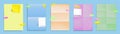 Folded paper documents set with sticky notes Royalty Free Stock Photo