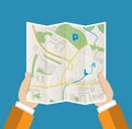 Folded Paper Map In Hand Royalty Free Stock Photo