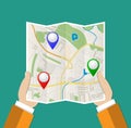 Folded Paper Map In Hand Royalty Free Stock Photo