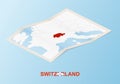 Folded paper map of Switzerland with neighboring countries in isometric style Royalty Free Stock Photo