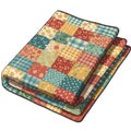Folded Patchwork Quilt with Colorful Squares Royalty Free Stock Photo