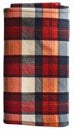 Folded Plaid Pocket Square with Red Orange Beige and Black Checks on White Background Royalty Free Stock Photo
