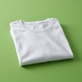 Folded plain white T-shirt with a round neckline placed on a smooth, light green surface Royalty Free Stock Photo