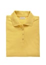 Folded polo shirt yellow isolated on white