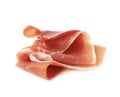 Folded prosciutto ham slice isolated Royalty Free Stock Photo