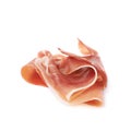 Folded prosciutto ham slice isolated Royalty Free Stock Photo