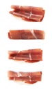 Folded prosciutto ham slice isolated Royalty Free Stock Photo