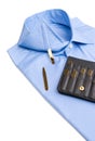 Folded shirt with gold collar stays Royalty Free Stock Photo