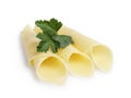 Folded slices of edam cheese Royalty Free Stock Photo