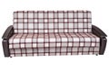 When folded, sofa bed of checkered cloth, isolated on white .